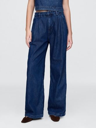 365 Pantaloni cu pliuri UltraSoft din denim cu talie mare