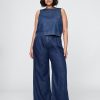 365 Pantaloni cu pliuri UltraSoft din denim cu talie mare 365 Pantaloni cu pliuri UltraSoft din denim cu talie mare