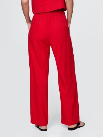 365 Pantaloni cu talie mare din amestec de in