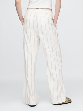 365 Pantaloni cu talie mare din amestec de in