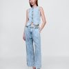 365 Pantaloni cu talie înaltă UltraSoft Denim plisați la gleznă