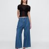 365 Pantaloni cu talie înaltă UltraSoft Denim plisați la gleznă