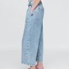 365 Pantaloni cu talie înaltă UltraSoft Denim plisați la gleznă