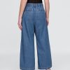 365 Pantaloni cu talie înaltă UltraSoft Denim plisați la gleznă