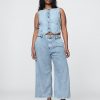 365 Pantaloni cu talie înaltă UltraSoft Denim plisați la gleznă
