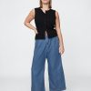 365 Pantaloni cu talie înaltă UltraSoft Denim plisați la gleznă