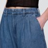 365 Pantaloni cu talie înaltă UltraSoft Denim plisați la gleznă