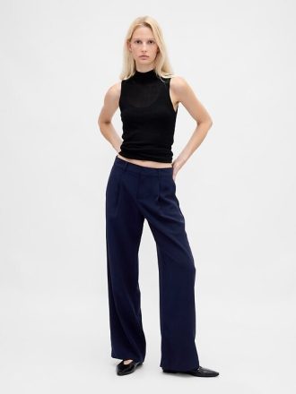 365 Pantaloni largi plisați cu talie joasă
