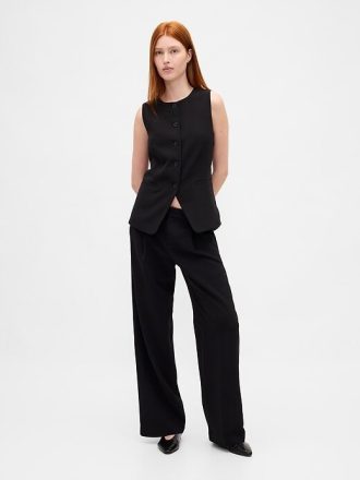 365 Pantaloni largi plisați cu talie joasă