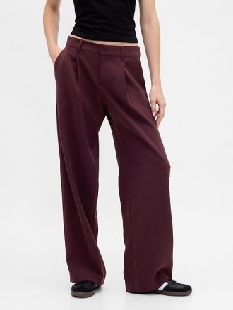 365 Pantaloni largi plisați cu talie joasă