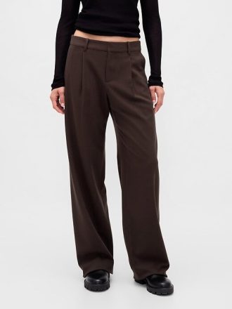 365 Pantaloni plisați din twill periat cu talie joasă