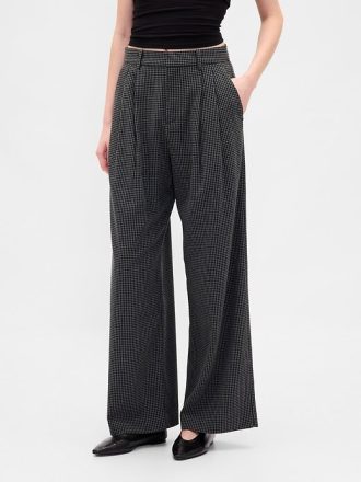 365 Pantaloni plisați din twill periat cu talie înaltă