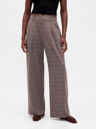 365 Pantaloni plisați din twill periat cu talie înaltă