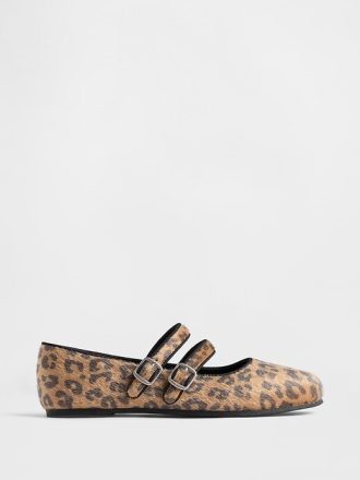 Balerini Leopard cu bretele duble