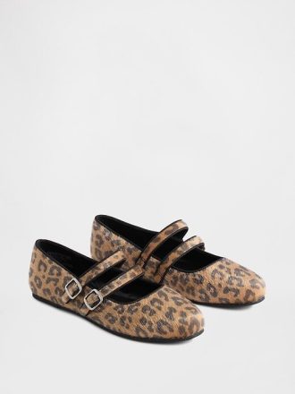 Balerini Leopard cu bretele duble
