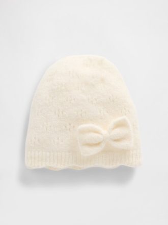 Beanie Pointelle Bow pentru bebeluși și copii mici