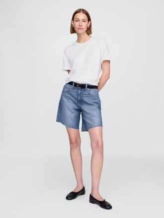 Bermudă largi din denim din anii ’90 cu talie medie de 8 inchi