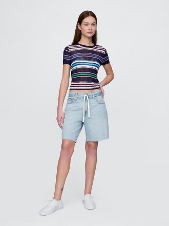 Bermudă largi din denim din anii ’90 cu talie medie de 8 inchi
