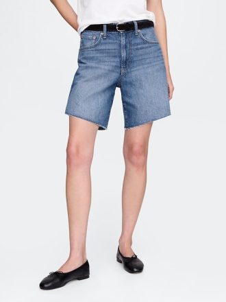 Bermudă largi din denim din anii ’90 cu talie medie de 8 inchi