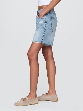 Bermudă largi din denim din anii ’90 cu talie medie de 8 inchi