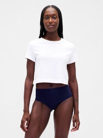 Bikini cu talie mare din bumbac elastic organic