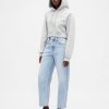 Blugi Crop Barrel cu talie mare Blugi Crop Barrel cu talie mare