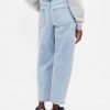 Blugi Crop Barrel cu talie mare Blugi Crop Barrel cu talie mare