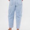 Blugi Crop Barrel cu talie mare Blugi Crop Barrel cu talie mare