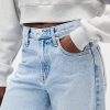 Blugi Crop Barrel cu talie mare Blugi Crop Barrel cu talie mare