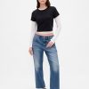 Blugi crop relaxați cu talie medie