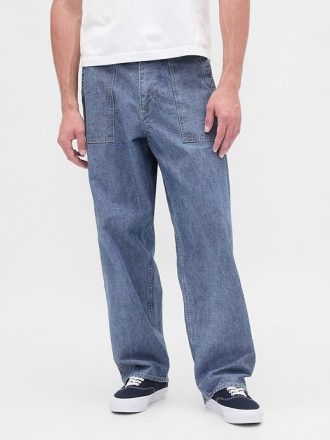 Blugi cu pantaloni largi din Chambray grei