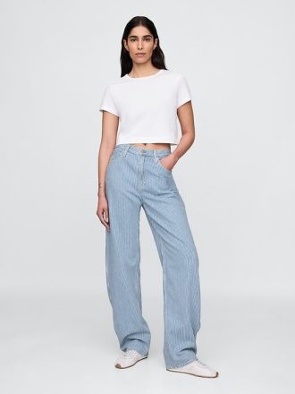 Blugi cu talie mare UltraSoft Denim Stripe Barrel