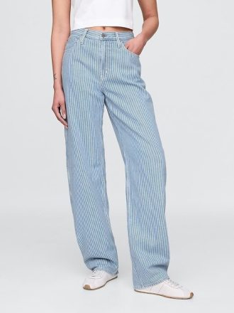 Blugi cu talie mare UltraSoft Denim Stripe Barrel