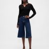Blugi culotte cu talie mare Blugi culotte cu talie mare