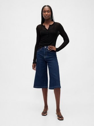 Blugi culotte cu talie mare
