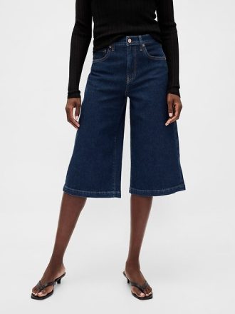 Blugi culotte cu talie mare