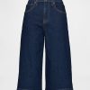 Blugi culotte cu talie mare Blugi culotte cu talie mare