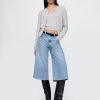 Blugi culotte din denim cu talie mare Blugi culotte din denim cu talie mare