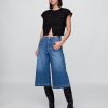 Blugi culotte din denim cu talie mare Blugi culotte din denim cu talie mare