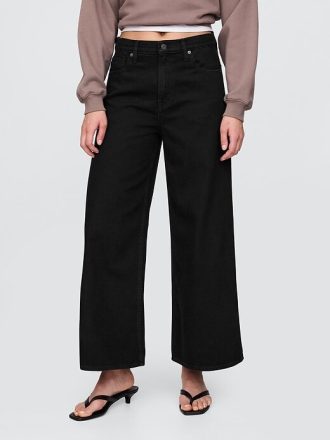 Blugi largi UltraSoft Crop cu talie medie