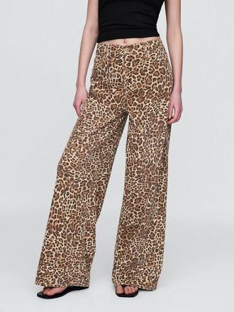 Blugi largi UltraSoft Leopard cu talie medie