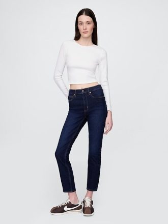 Blugi slim vintage cu talie mare