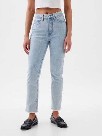 Blugi slim vintage cu talie mare