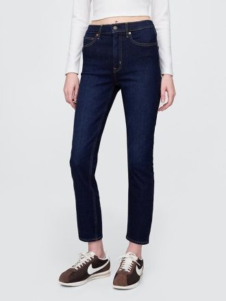 Blugi slim vintage cu talie mare