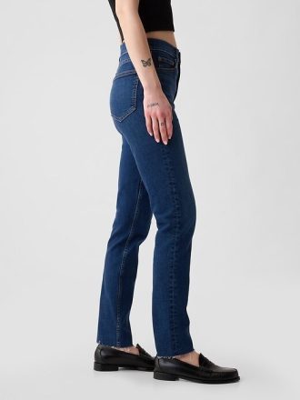 Blugi slim vintage cu talie mare