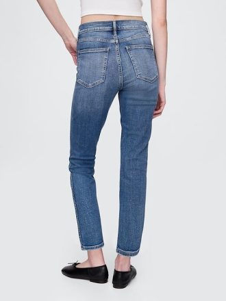 Blugi slim vintage cu talie mare