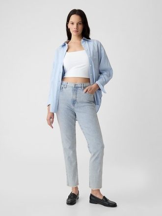 Blugi slim vintage cu talie mare