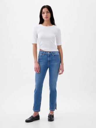 Blugi slim vintage cu talie medie