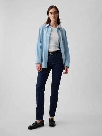 Blugi slim vintage cu talie medie