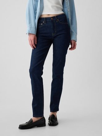 Blugi slim vintage cu talie medie